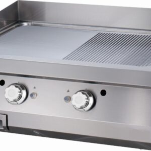 Heavy Duty plaque de gril - demi-rainuré - unité double - 70 cm de profondeur - gaz