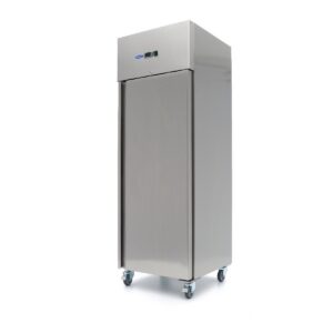 Réfrigérateur - 400 L - 3 étagères réglables (1/1 GN) - acier inoxydable - sur roulettes