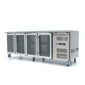 Réfrigérateur de comptoir - 223 cm - 4 portes vitrées