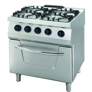 Heavy Duty cuisinière - 4 brûleurs - unité double - profondeur 70 cm - 30 kW - gaz incl four électrique