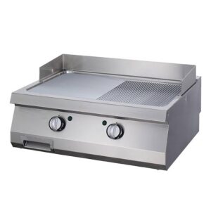 Heavy Duty plaque de gril - chrome demi-rainuré - unité double - 70 cm de profondeur - électrique