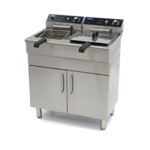 Friteuse - 2 x 16 L - 2 paniers - avec robinet de vidange et support - 400V