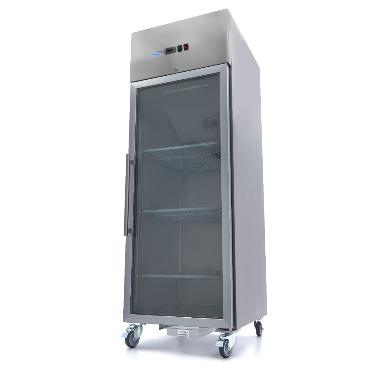 Congélateur - 700 L - 3 étagères réglables (2/1 GN) - acier inoxydable - avec porte en verre