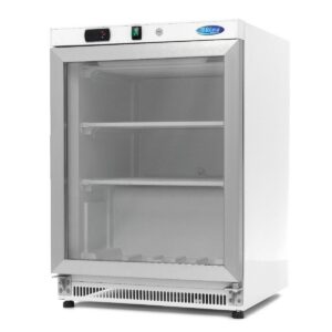 Congélateur - 200 L - blanc - avec porte en verre
