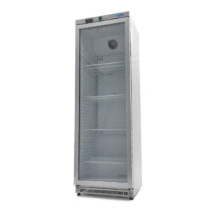 Réfrigérateur - 400 L - acier inoxydable - avec porte en verre