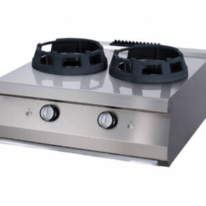 Heavy Duty cuiseur wok - 2 x Ø 28,5 cm anneaux de cuisson - unité double - profondeur 70 cm - gaz