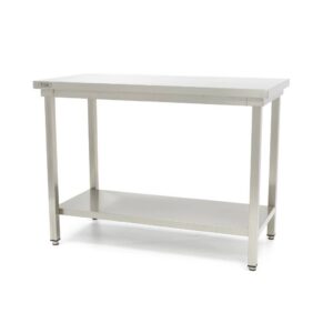 Table en acier inoxydable - 80 x 60 cm - hauteur réglable - avec étagère de rangement