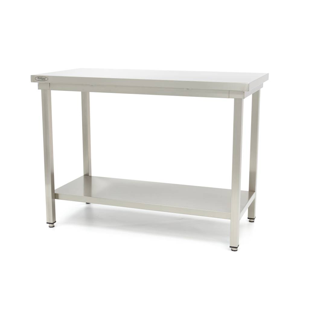 Table en acier inoxydable - 140 x 60 cm - hauteur réglable - avec étagère de rangement