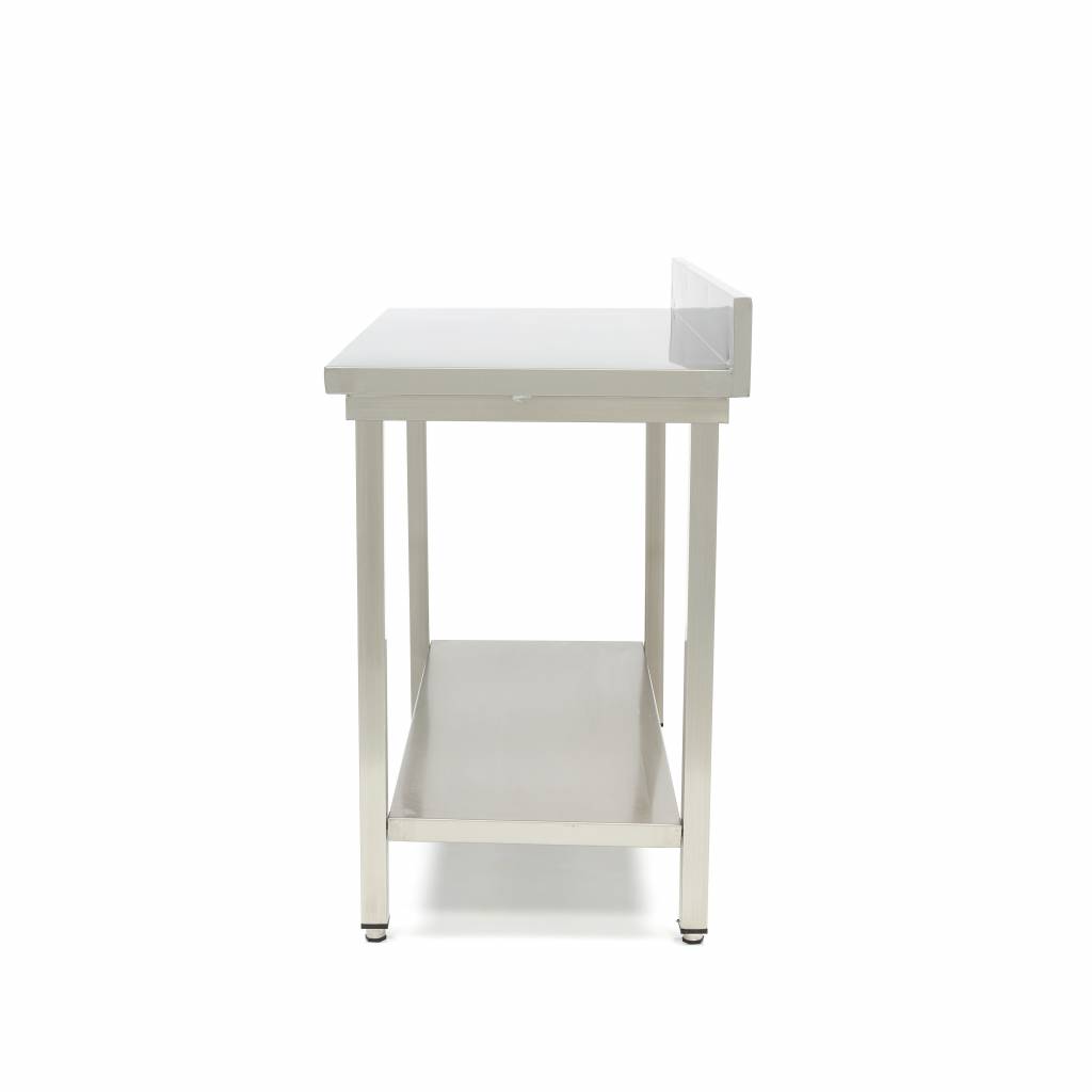 Table en acier inoxydable - 160 x 70 cm - hauteur réglable - avec dosseret