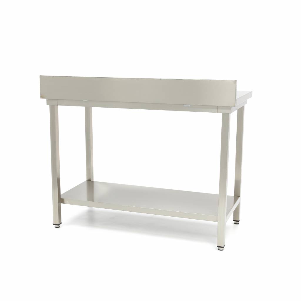 Table en acier inoxydable - 180 x 70 cm - hauteur réglable - avec dosseret
