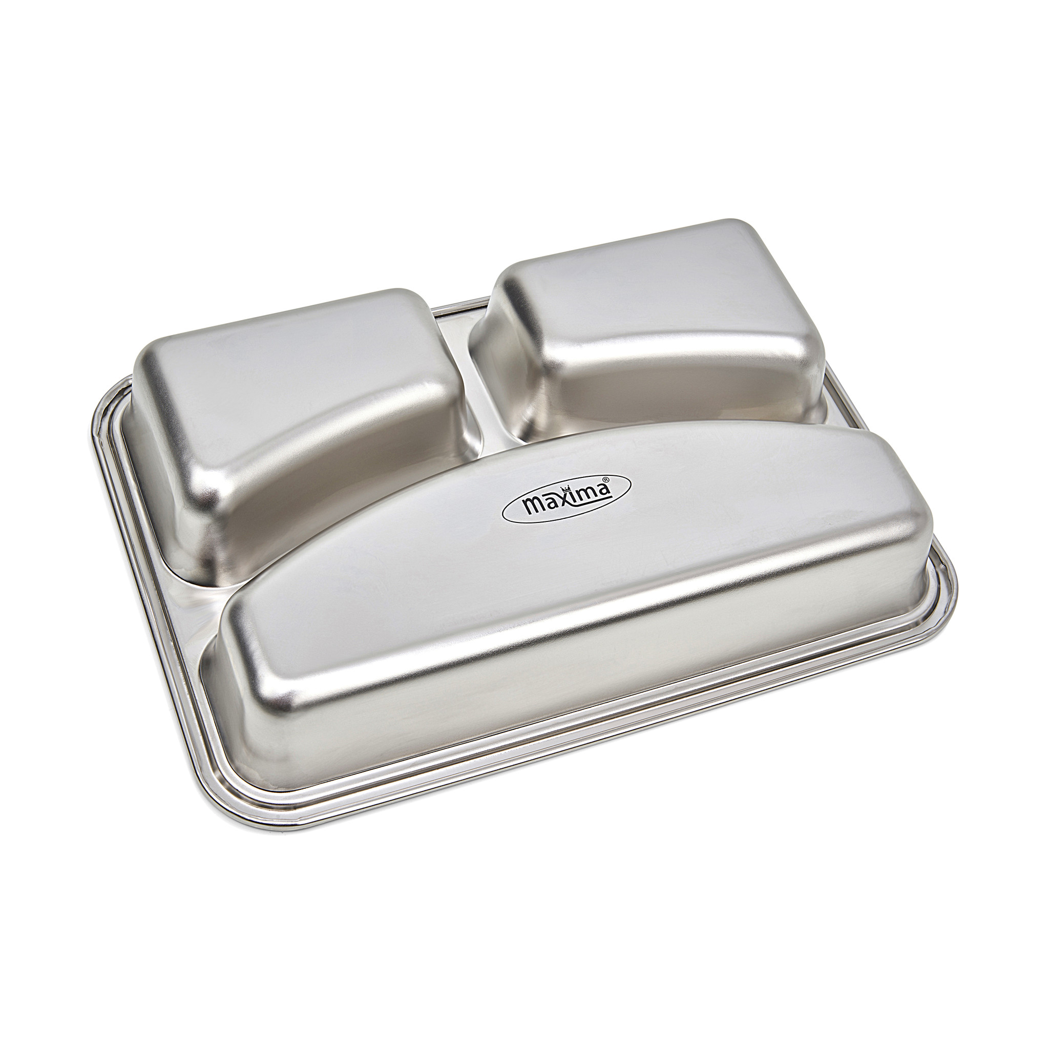 Assiette - 3 compartiments - acier inoxydable - lavable au lave-vaisselle