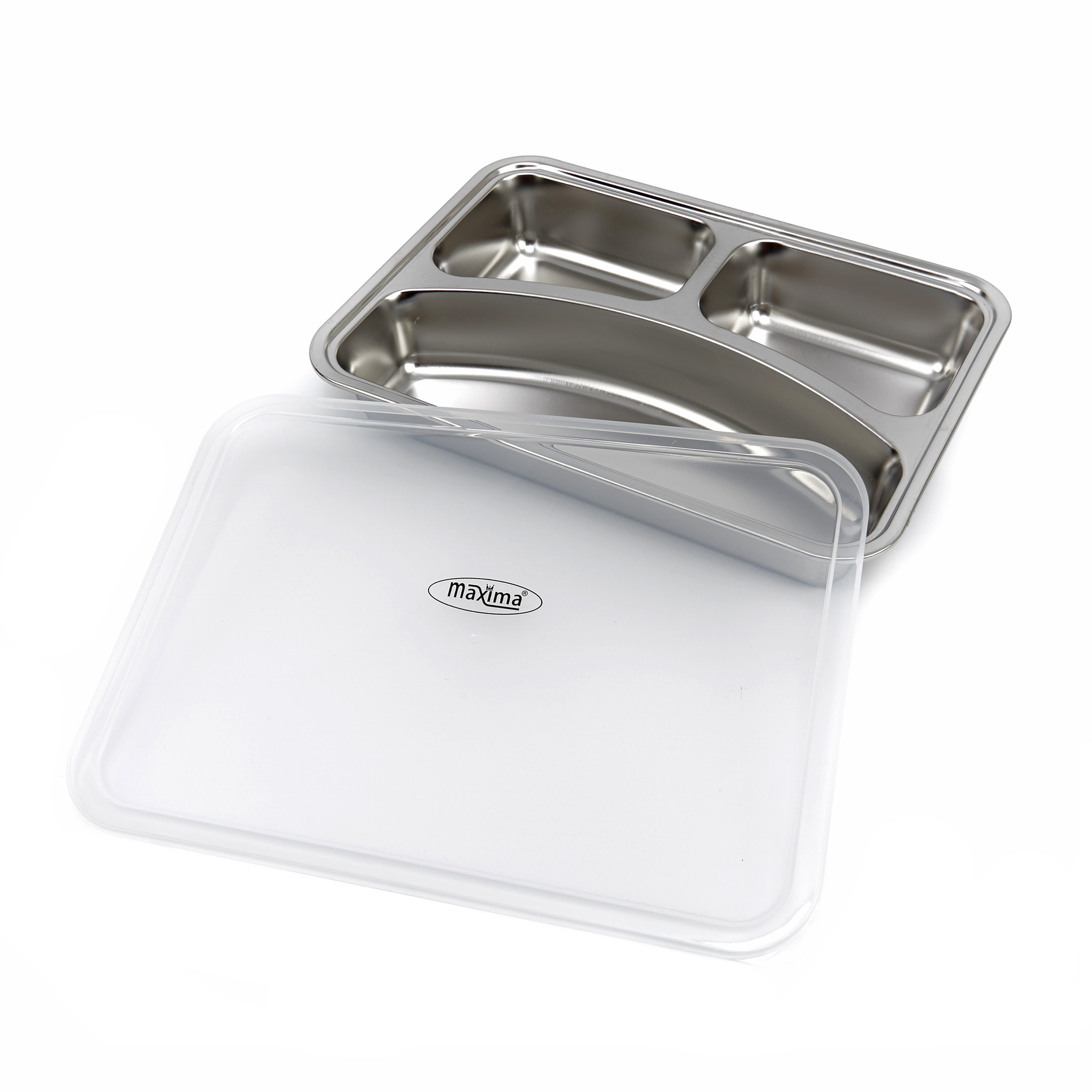 Assiette - 3 compartiments - acier inoxydable - lavable au lave-vaisselle