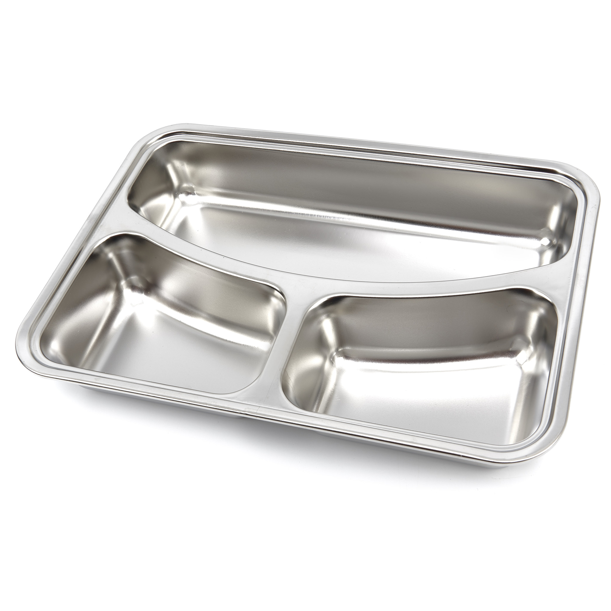 Assiette - 3 compartiments - acier inoxydable - lavable au lave-vaisselle