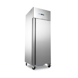 Réfrigérateur - 700 L - 3 étagères réglables (2/1 GN) - sur roulettes - acier inoxydable