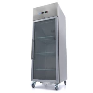 Congélateur - 700 L - 3 étagères réglables (2/1 GN) - acier inoxydable - avec porte en verre