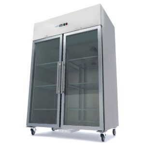Congélateur - 1400 L - 6 étagères réglables (2/1 GN) - acier inoxydable - avec portes en verre